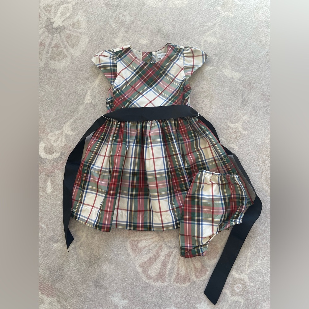NWOT Ralph Lauren Girl Plaid Dress with Black Sash Sz 24M